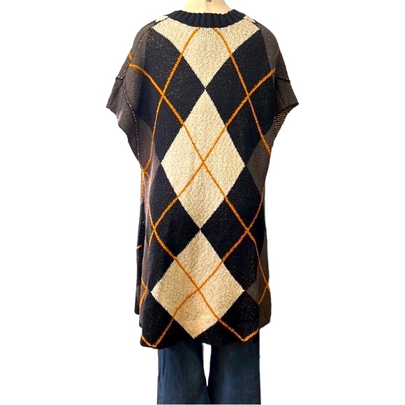 Free People Argyle Swing Chunky Knit Cardigan Dress, Medium - Picture 13 of 16